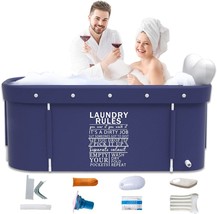 Kiseely Portable Foldable Bathtub For Adult, Large Family Soaking, Blue Style - £75.65 GBP