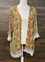 Relipop Floral Shawl Wrap Cover Up Polyester Chiffon Large- Lace Trim Beach Vibe - £8.10 GBP