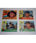 Baseball Cards Lot Of Four 1960 Jackie Brandt Pedro Ramos Bob Hartman Ji... - $19.99