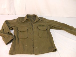 Vtg 1950&#39;s Korean War Era 47th  US Army Green Wool Felt Shirt Jacket 601 60178 - £36.79 GBP