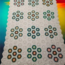 Handmade White &amp; Flowers Hexagonal Crochet Granny Square Quilt Blanket V... - £34.81 GBP