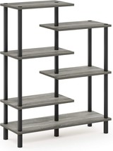 French Oak Grey/Black Furinno Turn-N-Tube 6-Tier Accent Display Rack - €55,87 EUR