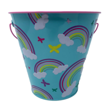 Rainbow Tin Pail Basket Bucket Easter - $1.97