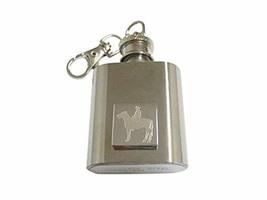 Silver Toned Etched Cowboy 1 Oz. Stainless Steel Key Chain Flask - £23.83 GBP