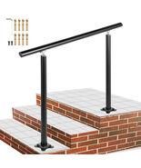 VEVOR Aluminum Outdoor Stair Railing Kit, 3 ft Handrails 1 to 3 Steps, Black - $49.99