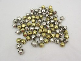 Lot of 93 Shiny Metal Jingle Bells Small 5/8&quot; Christmas Crafts Silver AN... - $8.93