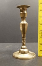 Vintage Brass Single Candle Holder Round Base Candlestick Made in China - $14.99