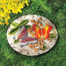 Butterfly Stepping Stones Cement Round For Walkways Paths Garden Decor Lot of 3 - £44.78 GBP