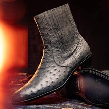 GIORGIO Genuine Ostrich Chelsea Boot Serpentine Gray image 10