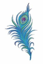 Custom and Unique Fancy Feather Collection[Peacock Feather in Watercolor] Embroi - £19.53 GBP