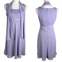 Vintage Phoebe Dress 6 Purple Chiffon Sleeveless Scarf  - $49.49