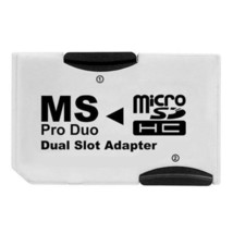 White Dual Slot Psp Memory Stick Pro Duo Adapter - £11.72 GBP
