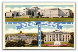 Multiview Greetings From Washington DC UNP Unused Linen Postcard W1 - £2.92 GBP