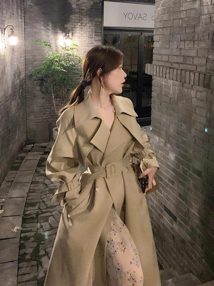 IEQJ Women&#39;s Trench Coat   New Design Korean age Waist Pleated Solid Color Windb - £341.88 GBP