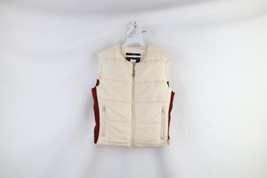 Vintage 70s Streetwear Womens 8 Distressed Color Block Puffer Vest Jacket USA - £47.17 GBP