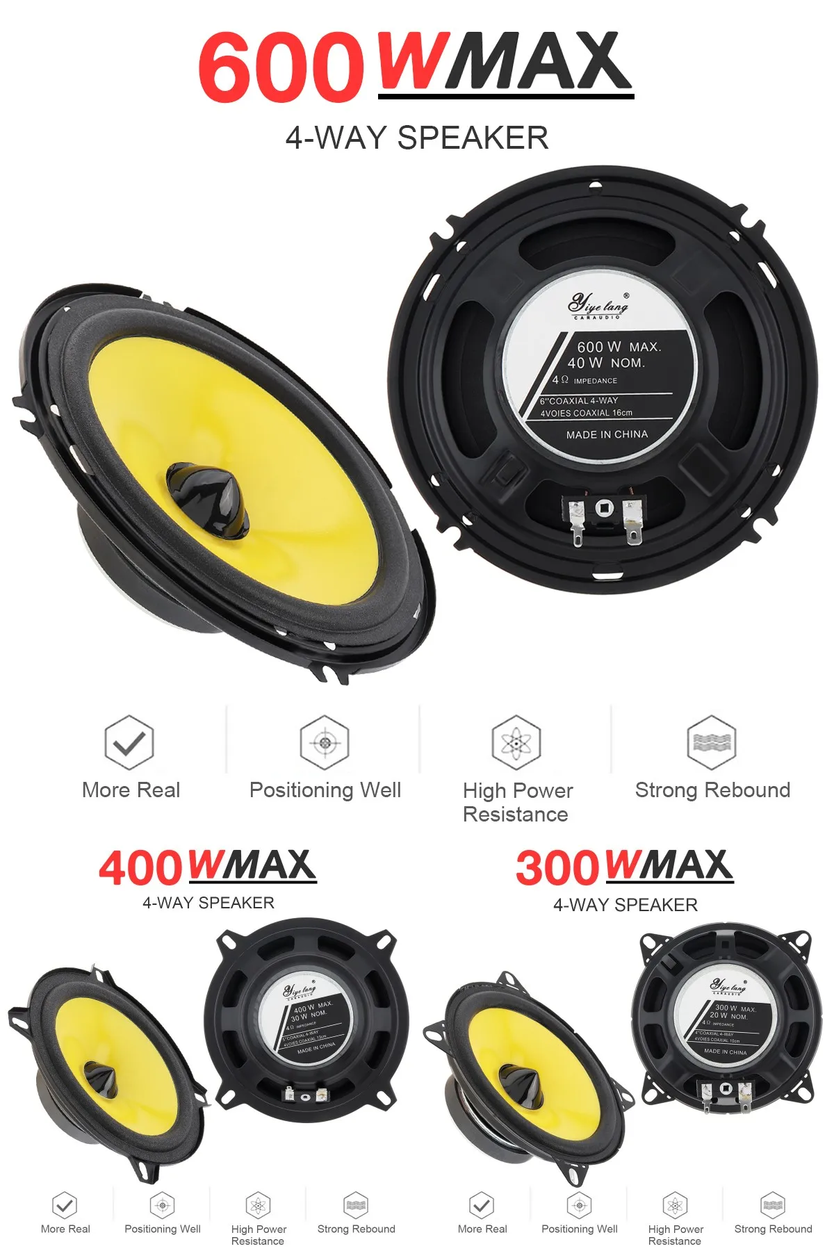 2pcs 4 / 5 / 6 Inch 600W Car Audio Speaker Universal Heavy Mid-bass Ultra-thin - £26.27 GBP+