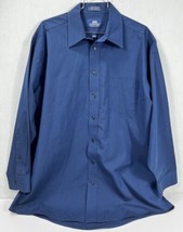 Stafford Men&#39;s Shirt Size 16 1/2 32/33 Navy Blue Wrinkle Free Long Sleeve - £7.85 GBP