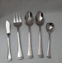 5 Serving Pieces Lenox Portola 18/10 Slotted Spoon Spoons Meat Fork Suga... - $25.69