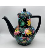 EMAUX DE LONGWY French Enamel Floral Coffee Pot with Lid - £471.80 GBP