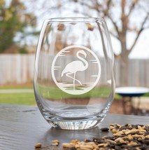Flamingo Scene Etched Glasses - Wine, Champagne, Pint Glasses, Shot Glass - $24.99+