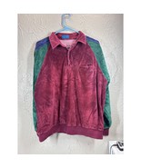 Vintage 80s Towncraft Velour Shirt Polo Sweater Gray Beige Blue Striped ... - $46.19 CAD