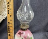 Antique Kerosene Oil Lamp Milk Glass Font W/ Hand Painted Pink Flowers 1... - £30.36 GBP