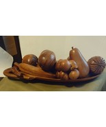 vintage Monkey wood platter with monkey wood fruit - €31,26 EUR