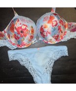 Victoria&#39;s Secret 32A,32C,34C BOMBSHELL BRA SET XS THONG BLUE RED POPPY ... - £78.82 GBP