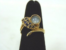 Womens Vintage Estate 14K Yellow Gold w/ Blue Sapphire Ring 3.8g E2973 - £228.46 GBP