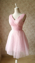 Cute Pink V-neck Short Princess Dress Sleeveless Pink Tutu Birthday Party Dress image 6