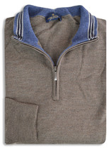 Brooks Brothers Mens Taupe Brown Merino Wool Half Zip Sweater, L Large 7... - $98.95