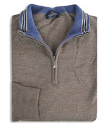 Brooks Brothers Mens Taupe Brown Merino Wool Half Zip Sweater, L Large 7... - £78.18 GBP
