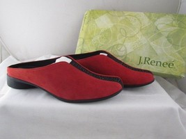 Nib J. Renee Red Cayla Suede Mules Heels Sz 8.5 Msrp $100 - Comfy - £30.76 GBP