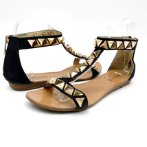 Bucco Capensis Womens Size 6 Sandal Gladiator Pyramid Stud Back Zip Black  - $17.34