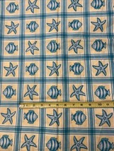 1+ yards of Vintage Fabric - Fish and Starfish - Cotton Made in Thailand - $14.84