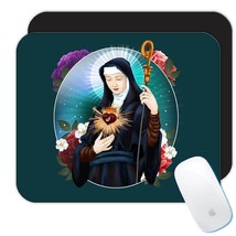 Saint Mechtild : Gift Mousepad Catholic Church Sacred Heart Crozier Flowers Chri - £10.38 GBP
