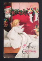 A Merry Christmas Santa Child Embossed Int&#39;l Art Pub Clapsaddle Postcard... - £15.65 GBP