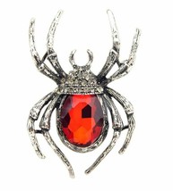 Vintage Look Silver Plated Red Spider Brooch Suit Coat Broach Collar Pin B480G - £12.18 GBP