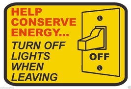 Lights Off Conserve Energy Work Safety Business Sign Decal Sticker Label... - $1.45+
