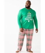 Mens Pajamas Christmas Love Family Red Green Plaid 2 pc Top Pants Set-sz... - £24.51 GBP