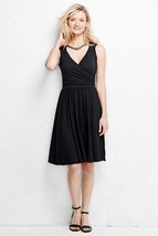 Lands End Women&#39;s Surplice Dress Black New - £27.52 GBP