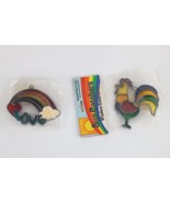 Deadstock Vintage 70s 80s Lot of 2 Stained Glass Window Clings Rooster R... - $460.41 MXN
