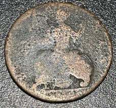 1739 UK United Kingdom King George II Colonial Half 1/2 Penny Regal 6.64g Coin - £15.48 GBP