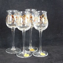 Crystal Cordial Sherry Apertif Stemmed Glasses Stained Glass Look Leaf Motif Set - £77.15 GBP