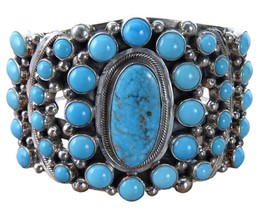 6.5&quot; Kathleen Chavez Navajo Sterling Sleeping Beauty Turquoise Cuff Bracelet - £948.61 GBP