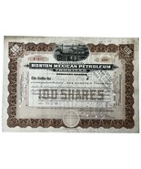 Antique 1920 Boston Mexican Petroleum Engraved Stock Certificate Canceled - $469.04 MXN