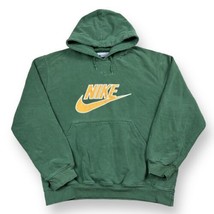 Vintage Y2k Nike Sewn Gold Center Swoosh Spell Out Hoodie Large Green Silver Tag - £19.77 GBP