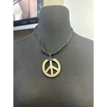 Wooden Peace Sign Pendant on a Leather Strap 18 inch Boho Hippie - £13.44 GBP