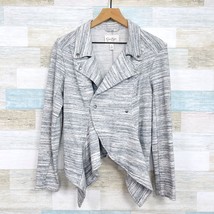 Jessica Simpson Asymmetric Cascade Knit Moto Blazer Jacket Gray Womens Medium - £23.10 GBP