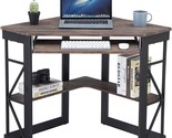 Rustic Natural Brown, 41 X 30 Inch Corner Computer Desk With Smooth Keyb... - $129.95